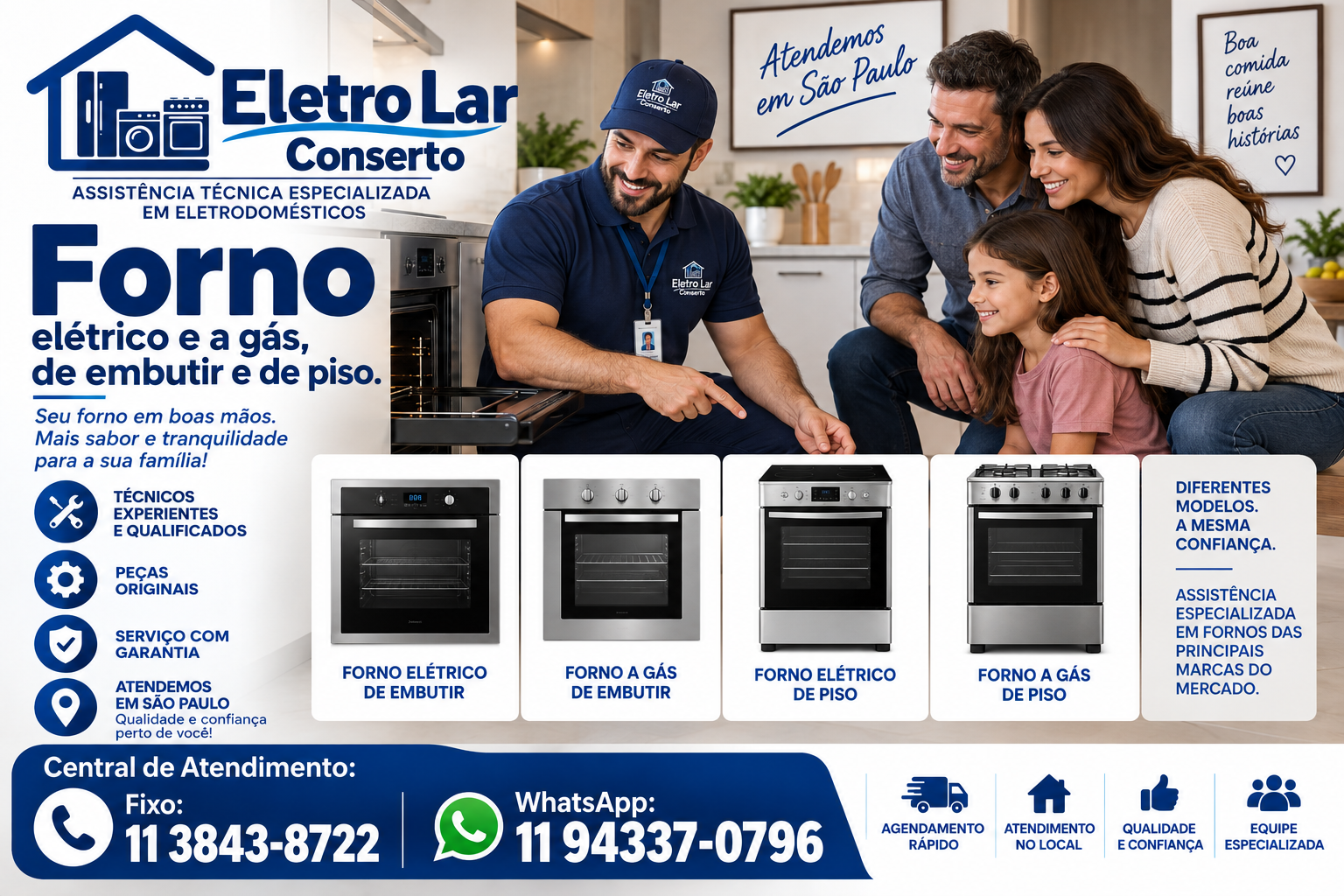 Forno — elétrico e a gás, de embutir e de piso