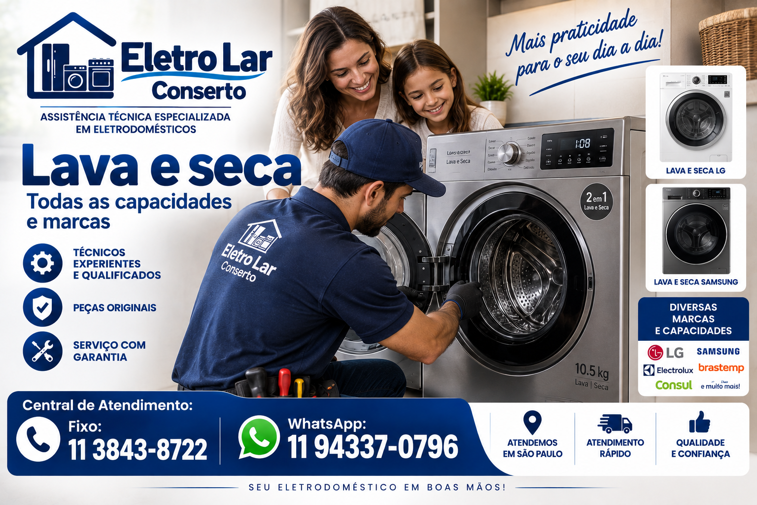 Lava e seca — todas as capacidades e marcas
