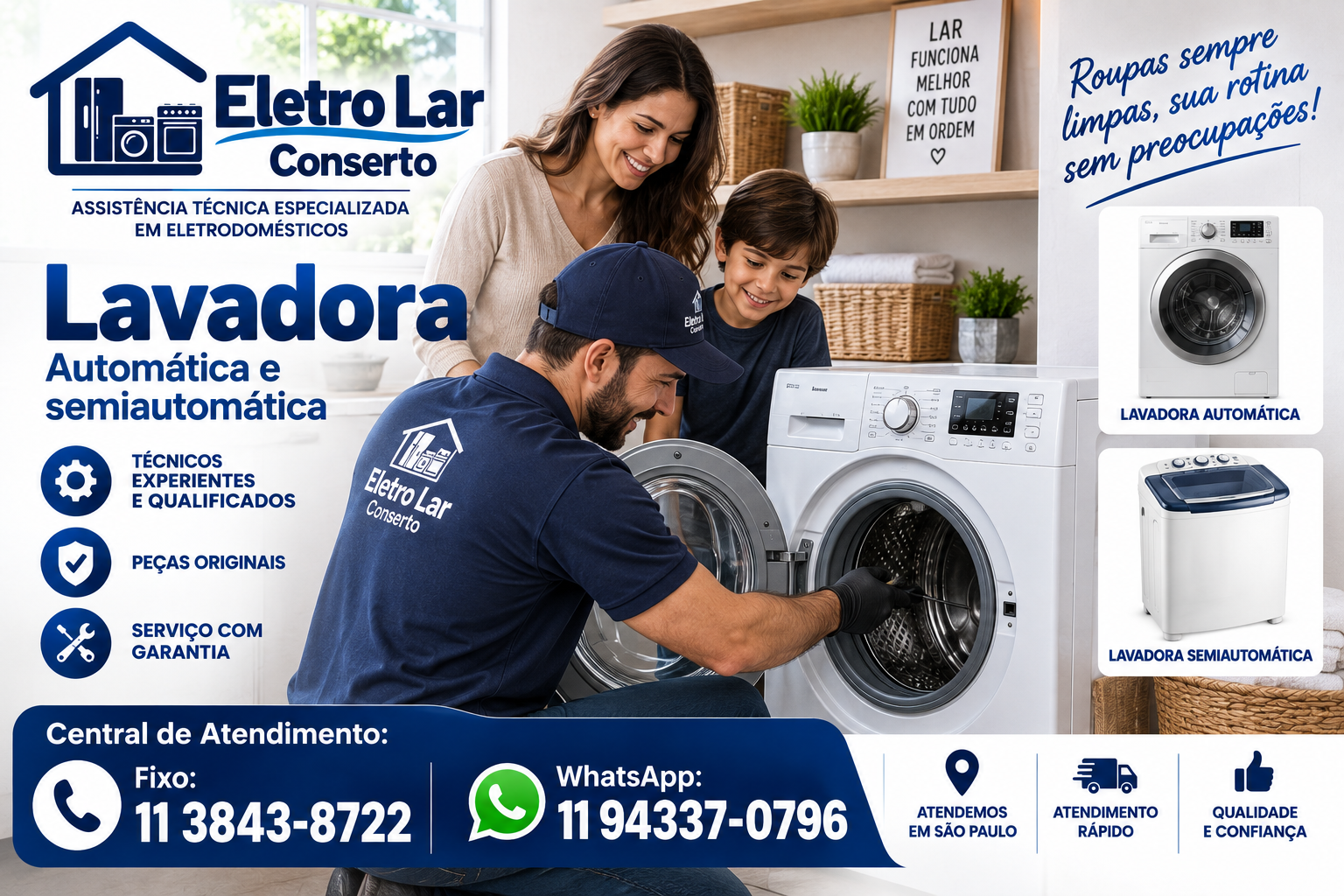 Lavadora — automática e semiautomática