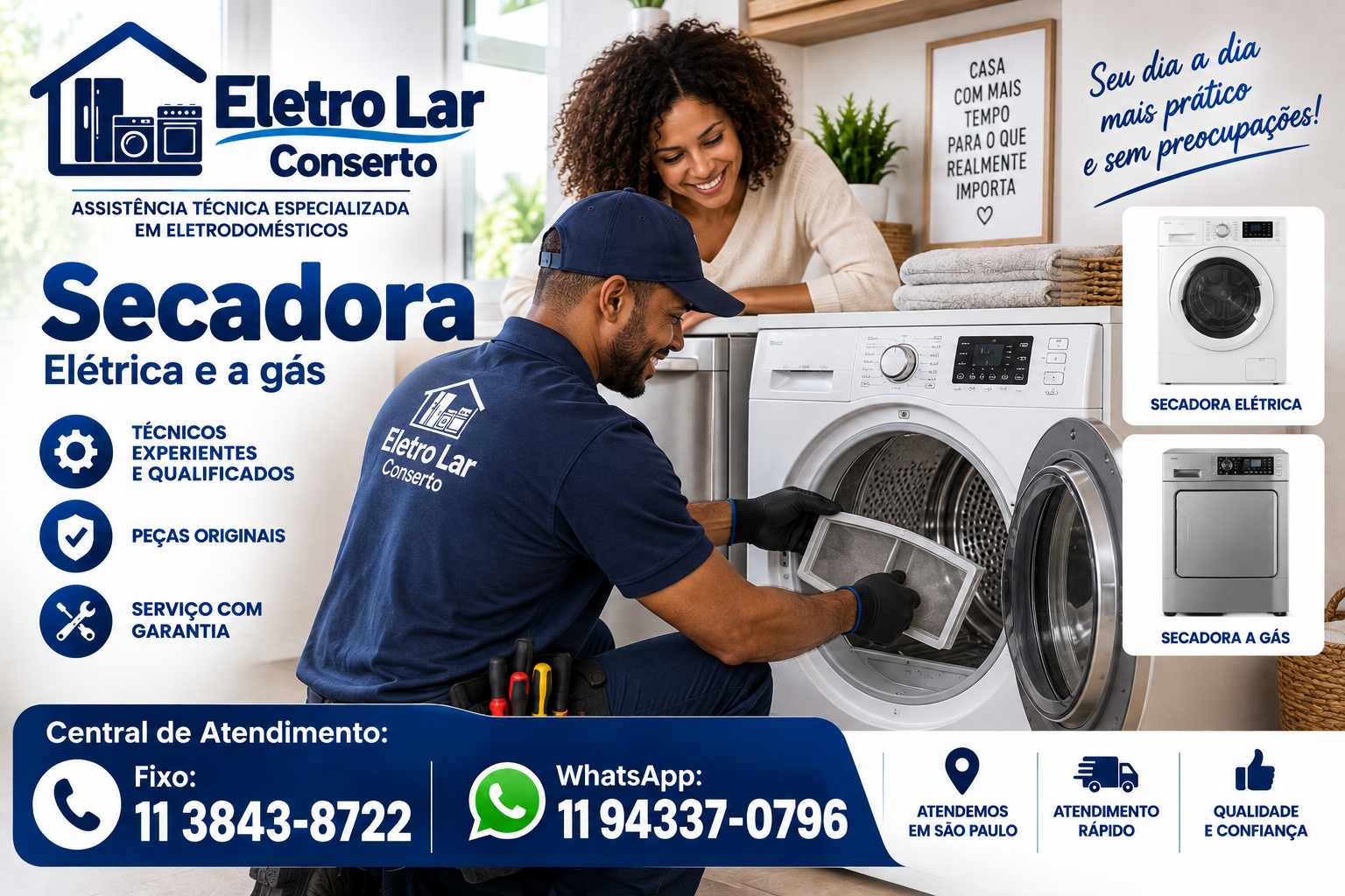 Secadora — elétrica e a gás